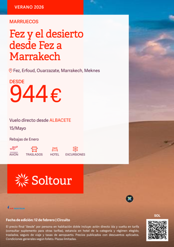 Fez y el desierto desde Fez a Marrakech desde 944 &euro; , salidas el 15 de mayo desde Albacete