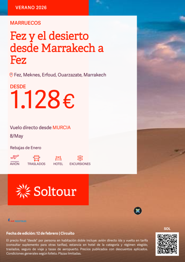 Fez y el desierto desde Marrakech a Fez desde 1.128 &euro; , salidas el 8 de mayo desde Murcia