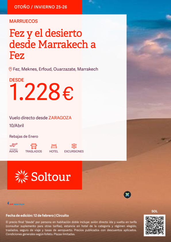 Fez y el desierto desde Marrakech a Fez desde 1.228 &euro; , salidas 10 de abril desde Zaragoza