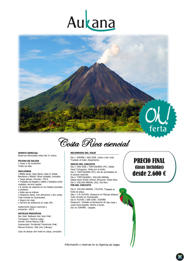Costa Rica esencial - reservas efectuadas antes del 31 marzo