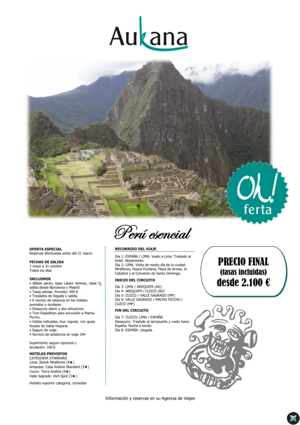 Perú esencial - reservas efectuadas antes del 31 marzo