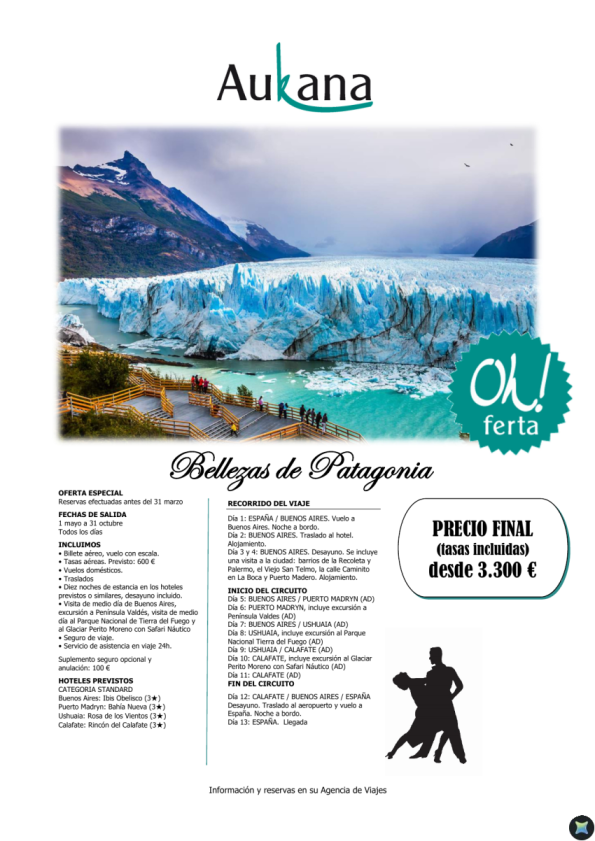 Bellezas de Patagonia - reservas efectuadas antes del 31 marzo