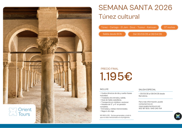 Semana Santa 26. Túnez salida especial en grupo reducido desde BCN 30/03-06/04/2026