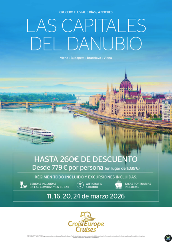Hasta 260 &euro; de DESCUENTO y excursiones incluidas - Crucero por el Danubio - 5 días - Todo Incluido - marzo
