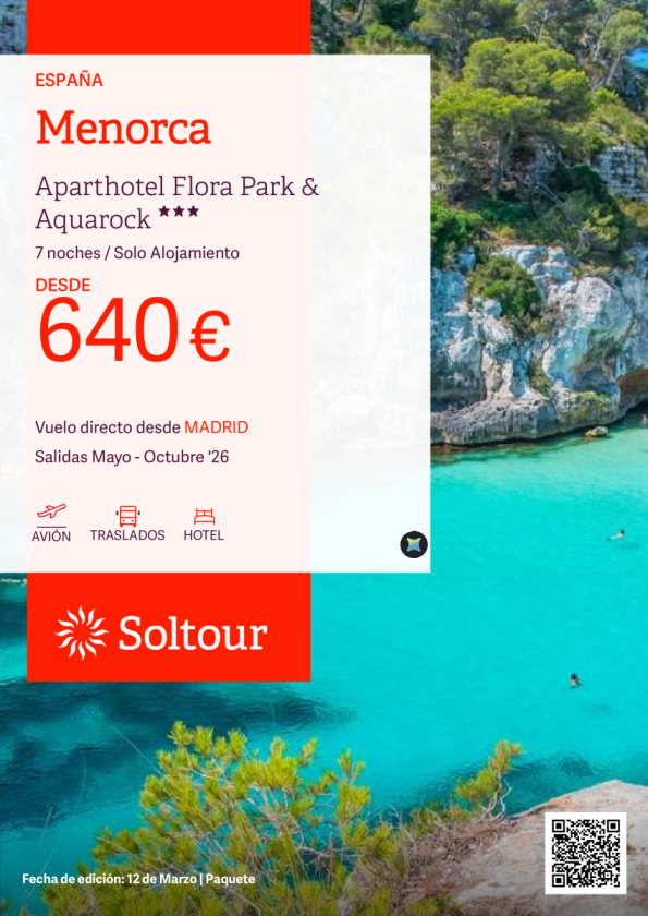 Menorca - Especial Familias en Aparthotel Flora Park & Aquarock desde 640 &euro; , salidas de Mayo a Octubre desde Madrid