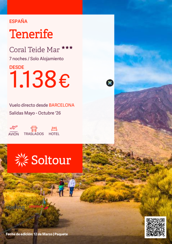 Tenerife - Especial Familias en Coral Teide Mar desde 1.138 &euro; , salidas de Mayo a Octubre desde Barcelona
