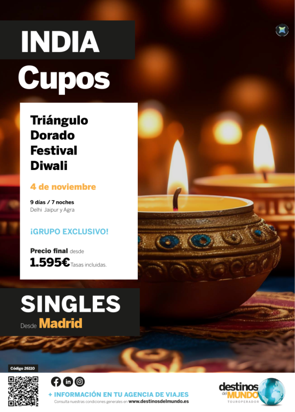 ????India Triángulo Dorado Festival Diwali?? Especial Singles  9d / 7n Madrid salida: 04 nov desde 1.595 &euro; 