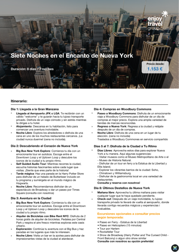 Siete Noches en el Encanto de Nueva York desde 1.153 &euro; 