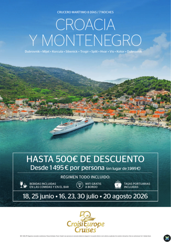Hasta 500 &euro; DESCUENTO - crucero Croacia y Montenegro - 8 días - Todo Incluido - junio, julio y agosto