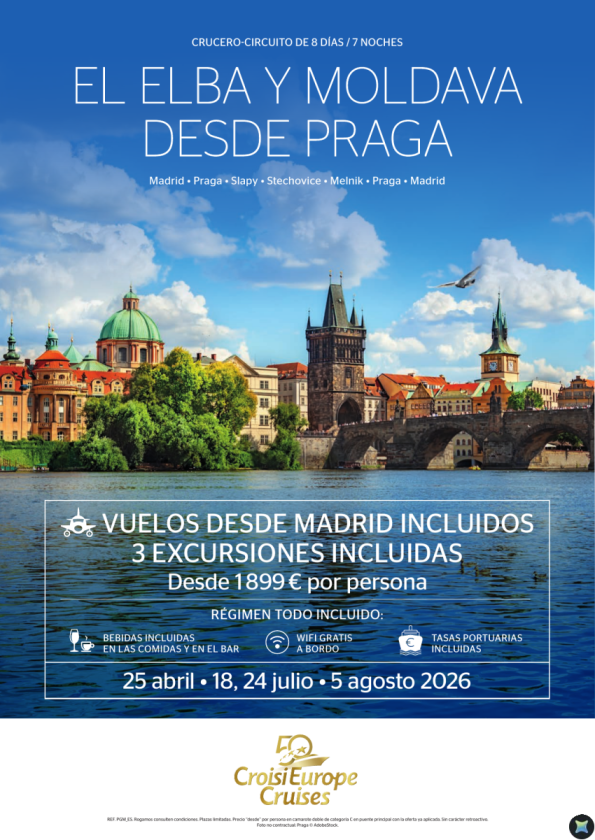 Vuelo INCLUIDO desde Madrid - crucero por el Elba y Moldava desde Praga  - 8 días - Todo Incluido - jul y ago