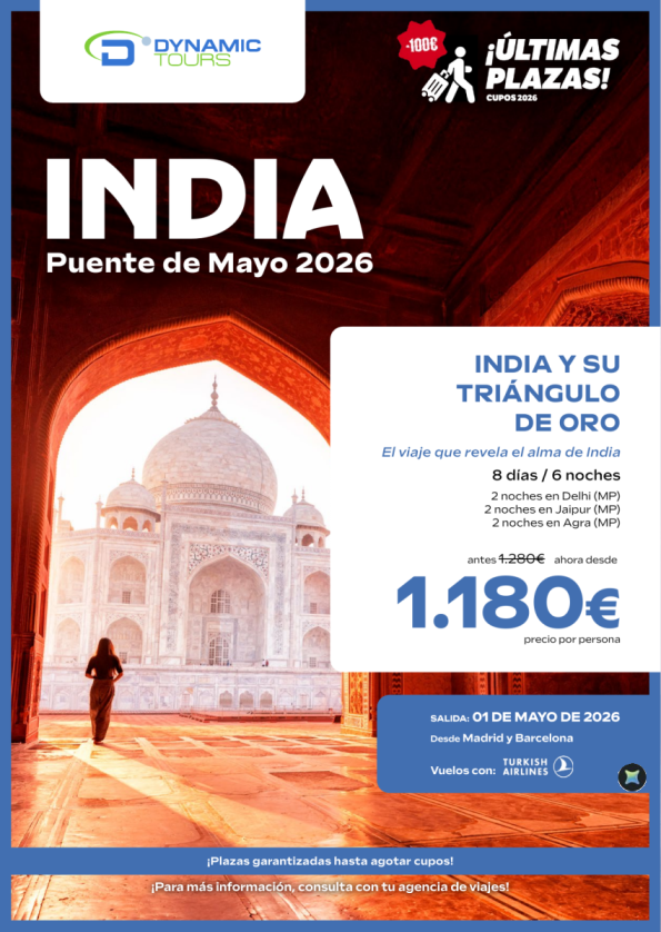 ??????Últimas Plazas - Puente Mayo 2026 &euro; India y su Triángulo de Oro (8d/6n)?100? de dto.?? 01/05 dsd MAD y BCN