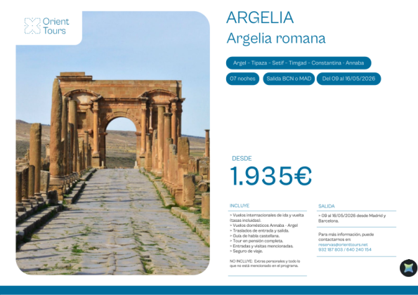 ARGELIA - Argelia romana 07 noches del 09 al 16/05/2026 vuelos bcn y mad desde 1.935 &euro; 