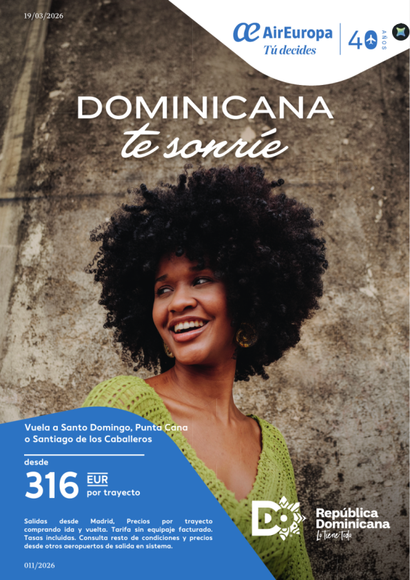 Dominicana te sonríe - Vuela a Santo Domingo, Punta Cana o Santiago de los Caballeros desde 316 &euro; 