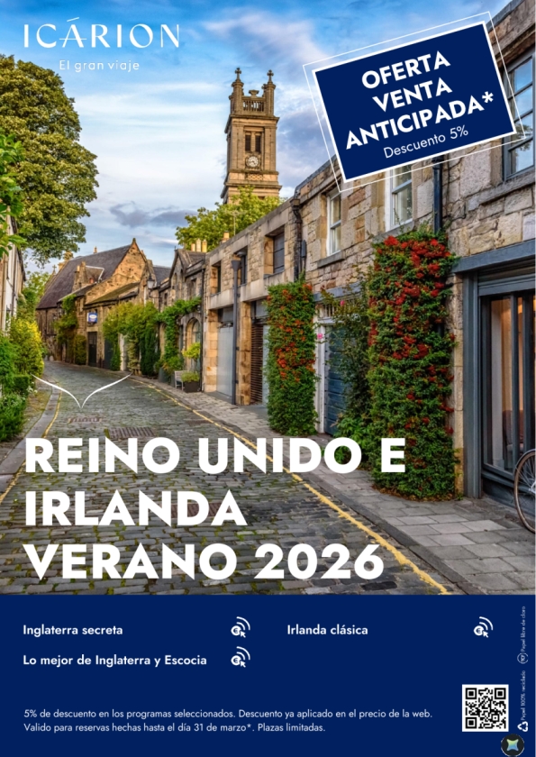 Reino Unido e Irlanda verano 2026. Oferta venta anticipada. Descuento 5%