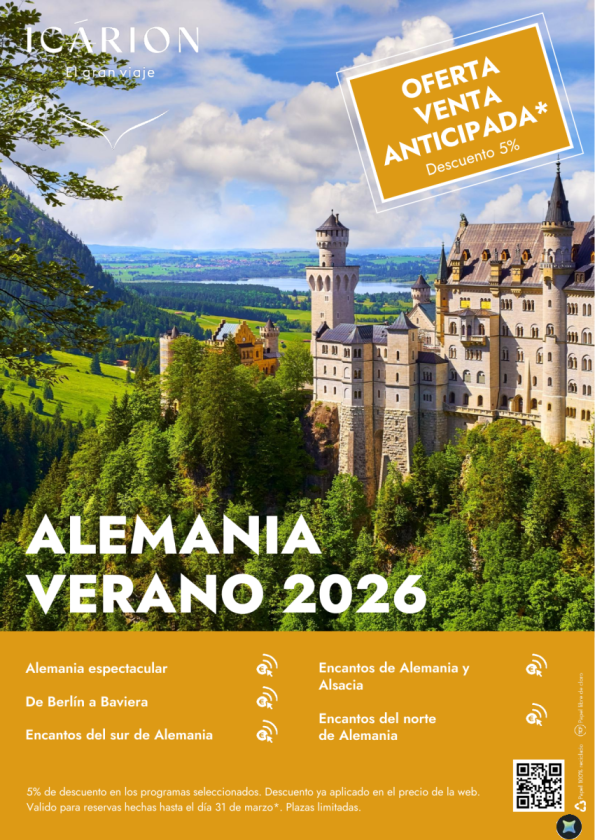 Alemania verano 2026. Oferta venta anticipada. Descuento 5%