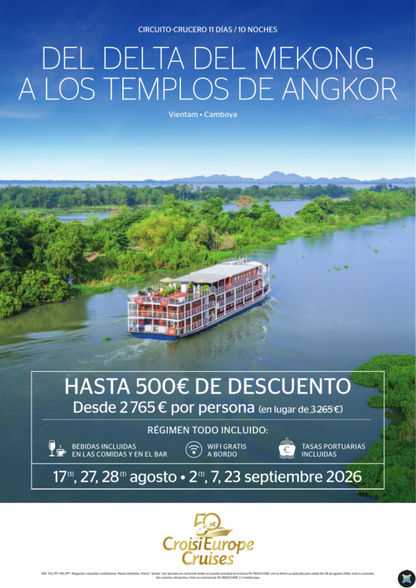 Hasta 500 &euro; DESCUENTO - crucero por Mekong: Vietnam y Camboya - 11 días - Todo Incluido - agosto y septiembre