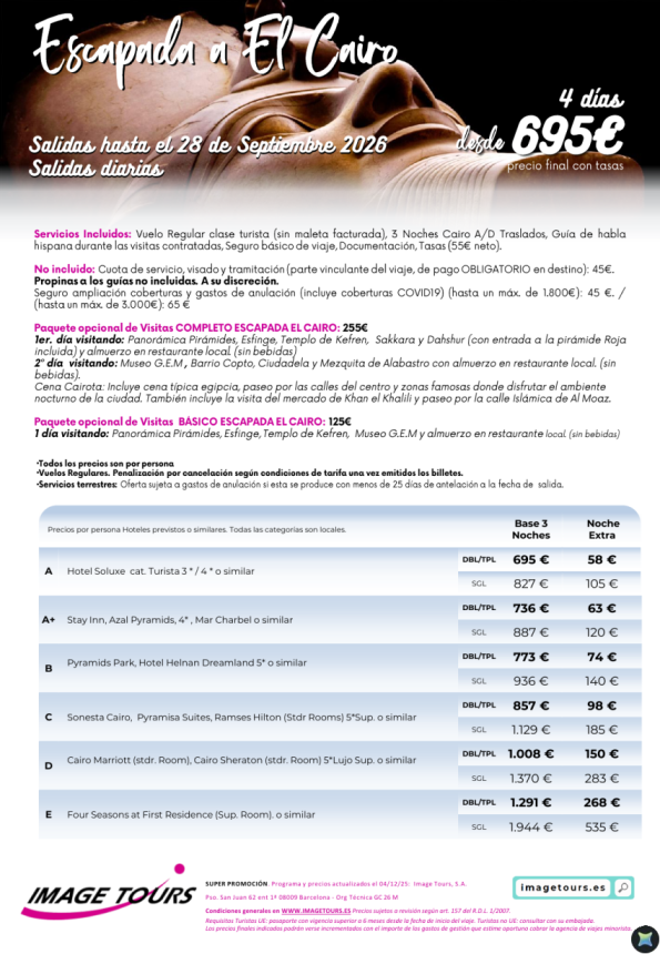 Escapada a El Cairo, 4 días de estancia con visitas opcionales desde 695 &euro; . ¡Visita el nuevo MUSEO Egipcio!