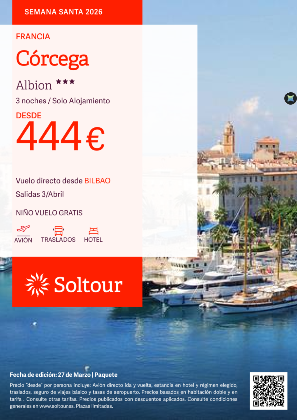 Córcega Semana Santa desde 444 &euro; , salida 3 Abril desde Bilbao