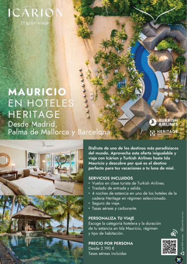 Mauricio en hoteles Heritage con Turkish Airlines