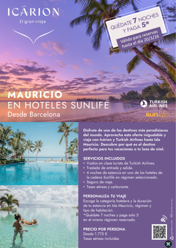 Mauricio en hoteles Sunlife con Turkish Airlines