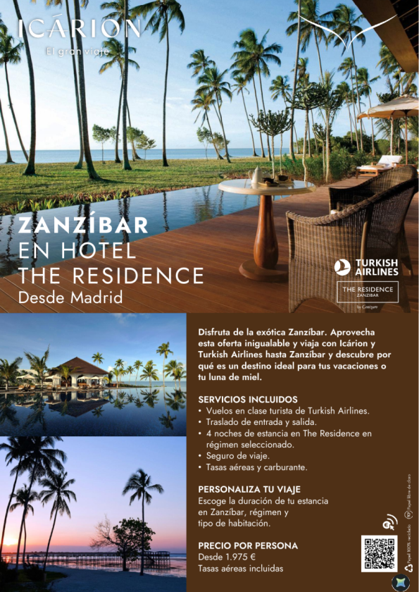 Zanzíbar en hotel The Residence con Turkish Airlines