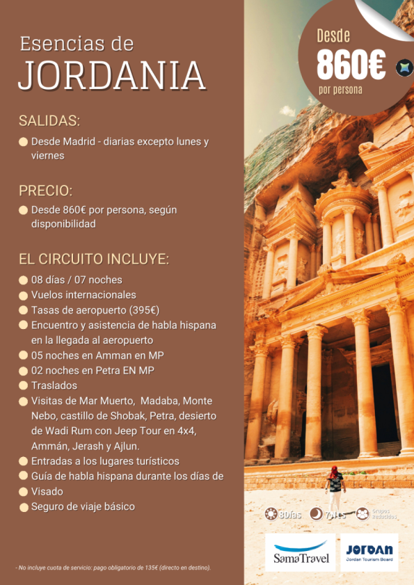 Esencias de Jordania: Circuito 8 días con vuelos, alojamientos y visitas incluidas. **Desde solo 860 &euro; **