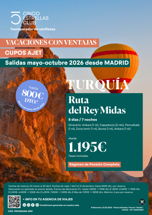 Vac.Ventajas hasta 800 &euro; dto.Cupos|  Ruta Rey Midas  8ds/7ns desde 1.195 &euro; salidas desde Madrid mayo a octubr\'26