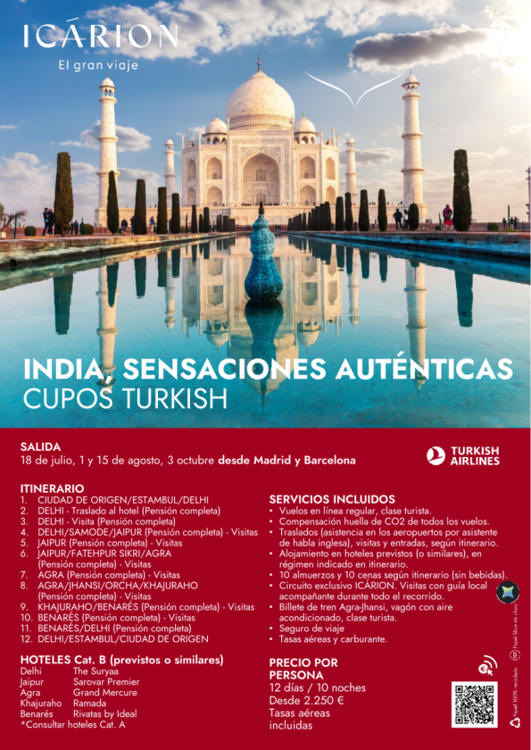 India, sensaciones auténticas. Cupos Turkish