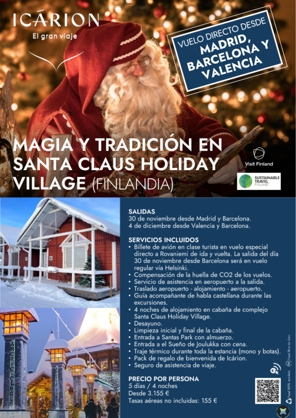 Magia y tradición en Santa Claus Holiday Village. Vuelo directo desde Madrid, Barcelona y Valencia