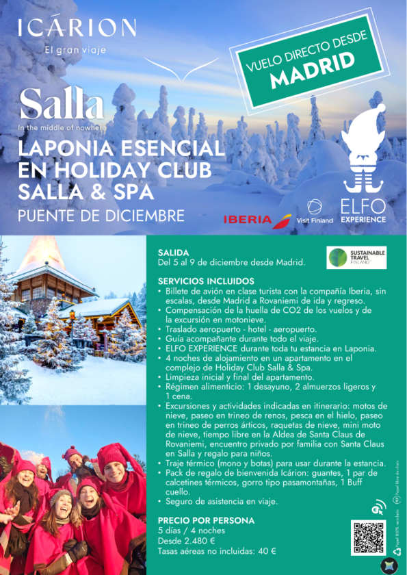 Laponia esencial en Holiday Club Salla & Spa. Puente de diciembre. Vuelo directo desde Madrid