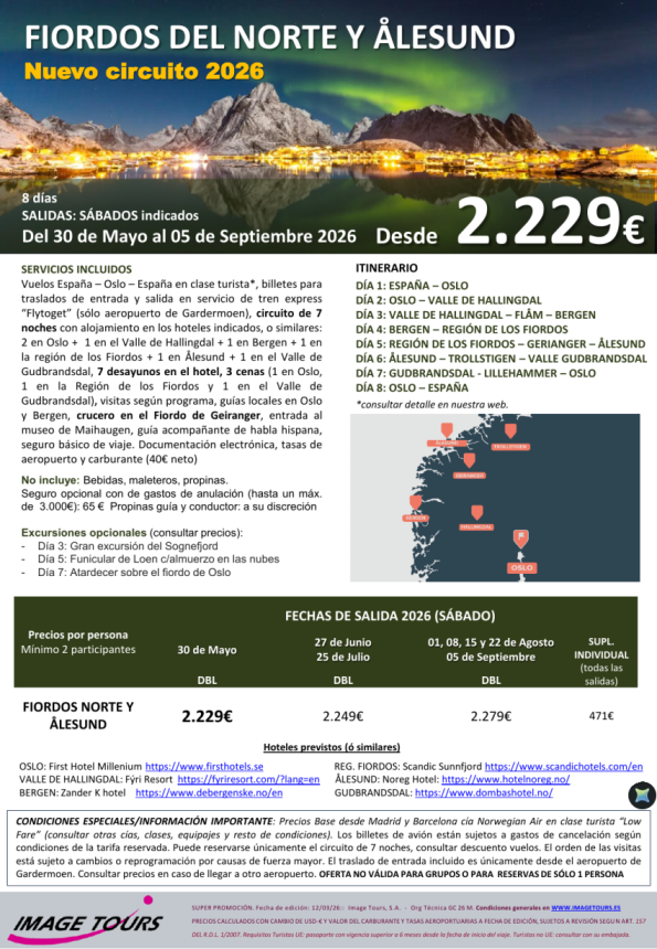 NORUEGA, Fiordos del Norte y Ålesund, 8 días desde 2.229 &euro; 