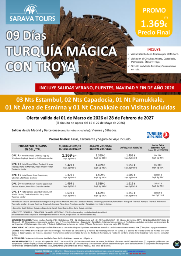 Turquía Mágica con Troya 09 días: Estambul + Circuito + Troya con Visitas Incluidas hasta Feb27