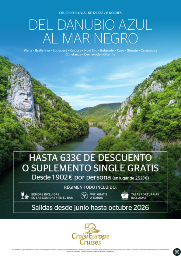 Hasta 633 &euro; DTO o single GRATIS - crucero del Danubio azul al Mar Negro - 12 días - Todo Incluido - jun a octub
