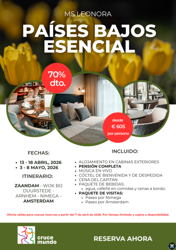 Países Bajos desconocido. Últimas plazas. Crucero de 6 días a bordo de MS Leonora.