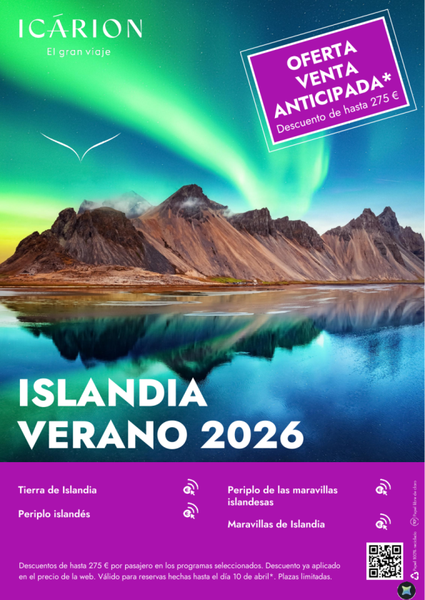 Islandia verano 2026. Oferta venta anticipada. Descuento de hasta 275 &euro; 