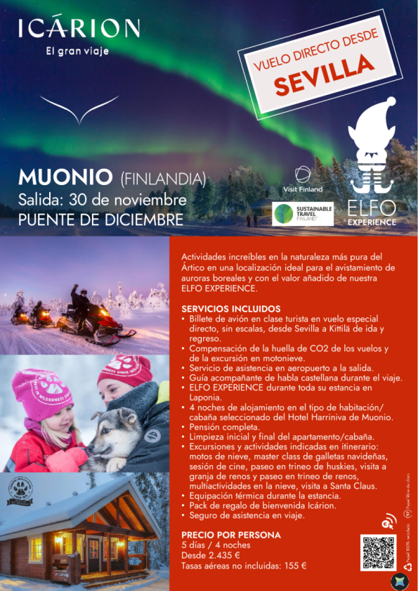 Muonio. Salida 30 noviembre. Vuelo directo desde Sevilla