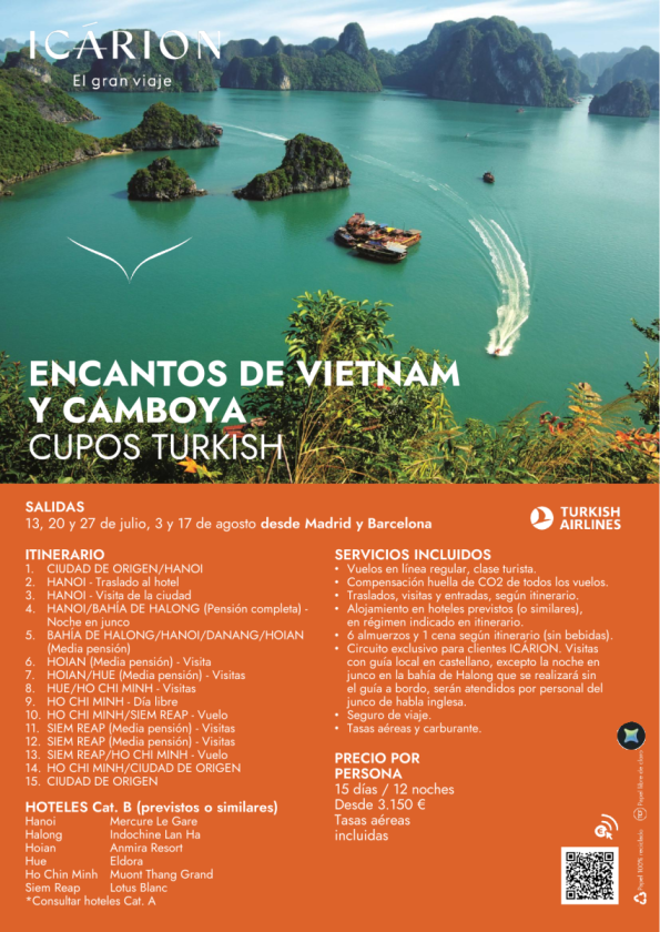 Encantos de Vietnam y Camboya. Cupos Turkish