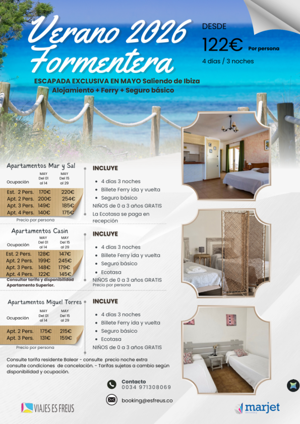 Escapate a Formentera Ferry desde Ibiza + alojamiento