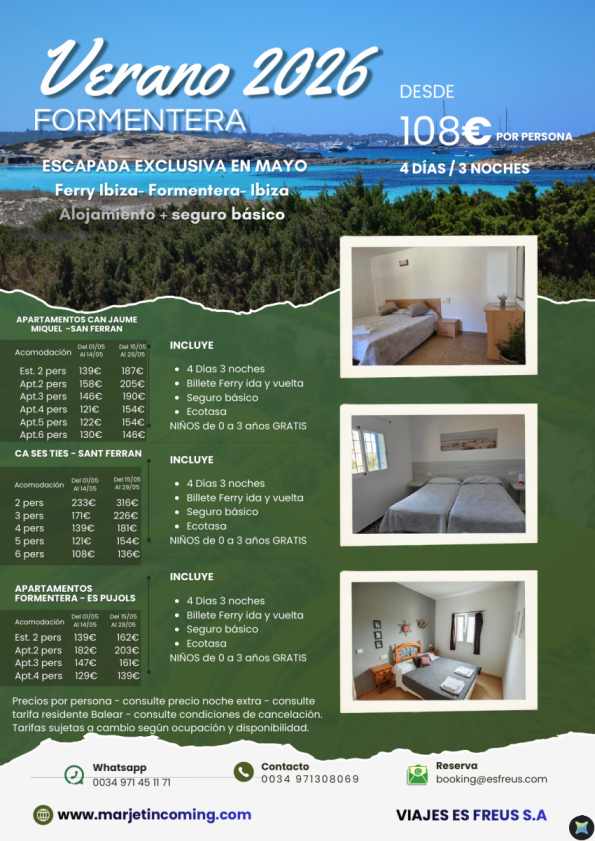 Escapate a Formentera Ferry desde Ibiza   Alojamiento