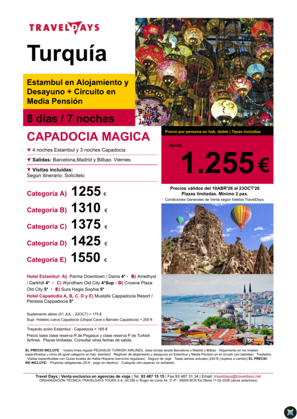 Capadocia Magica 8 días - salidas desde BCN/MAD/BIO a partir de 1.255 &euro; 