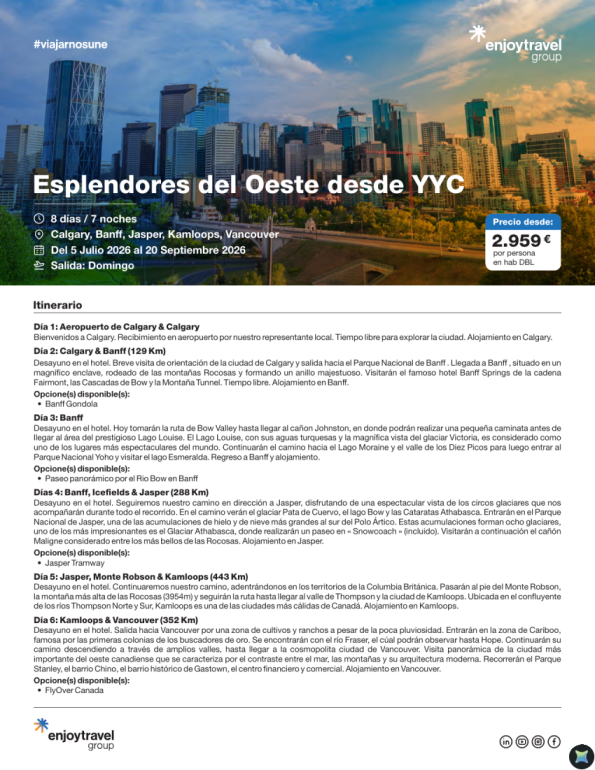 Esplendores del Oeste desde Calgary desde 2.959 &euro; 