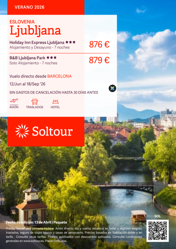 Eslovenia en Holiday Inn Express Ljubljana desde 876 &euro; , salidas 12 Junio - 18 Septiembre desde Barcelona