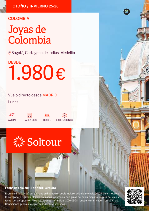 Circuito Joyas de Colombia desde 1.980 &euro; , salidas desde Madrid