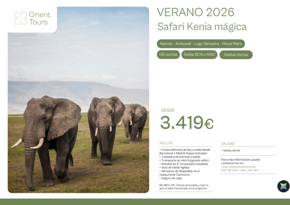 VERANO 2026 - Kenia mágica 06 noches con vuelos desde 3.419 &euro; 