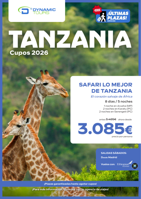 ?????????Últimas Plazas??400? de dto.? 3 &euro; .?4?8?5????ahora dsd 3.085 &euro; ?