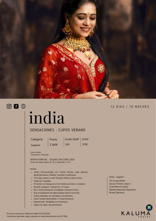 Sensaciones de India - Salidas Especiales con Cupos Verano desde 2.360 &euro; 