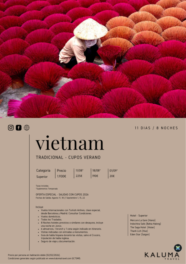 Vietnam Tradicional - Salidas Especiales con Cupos Verano desde 1.930 &euro; 