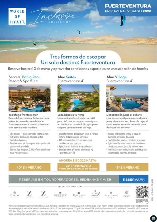 Hasta -40% en Fuerteventura 2026: activa ventas antes del 3 de mayo - Secrets y Alua