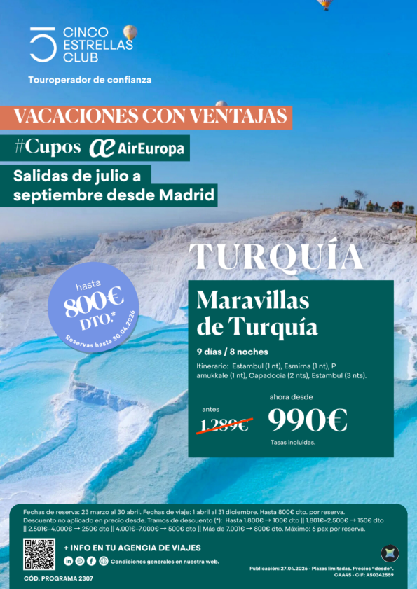 Cupos UX| Maravillas de Turquía 9 ds/8ns  dsd 990 &euro; sal. juli a sept dsd Mad, Bcn,Bio, Agp,Vlc,Svq. Oferta!!