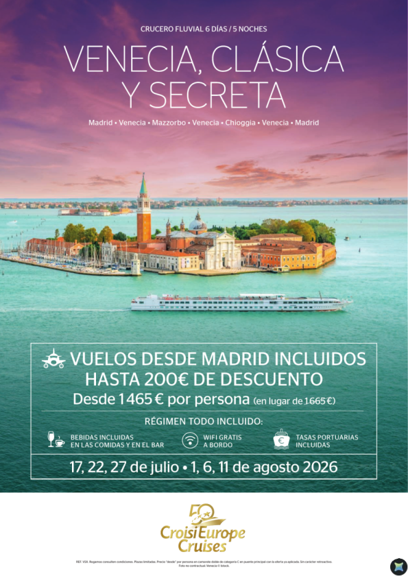 Hasta 200 &euro; de DTO + VUELOS de Madrid - crucero Venecia clásica - 6 días - Todo Incluido - julio y agosto